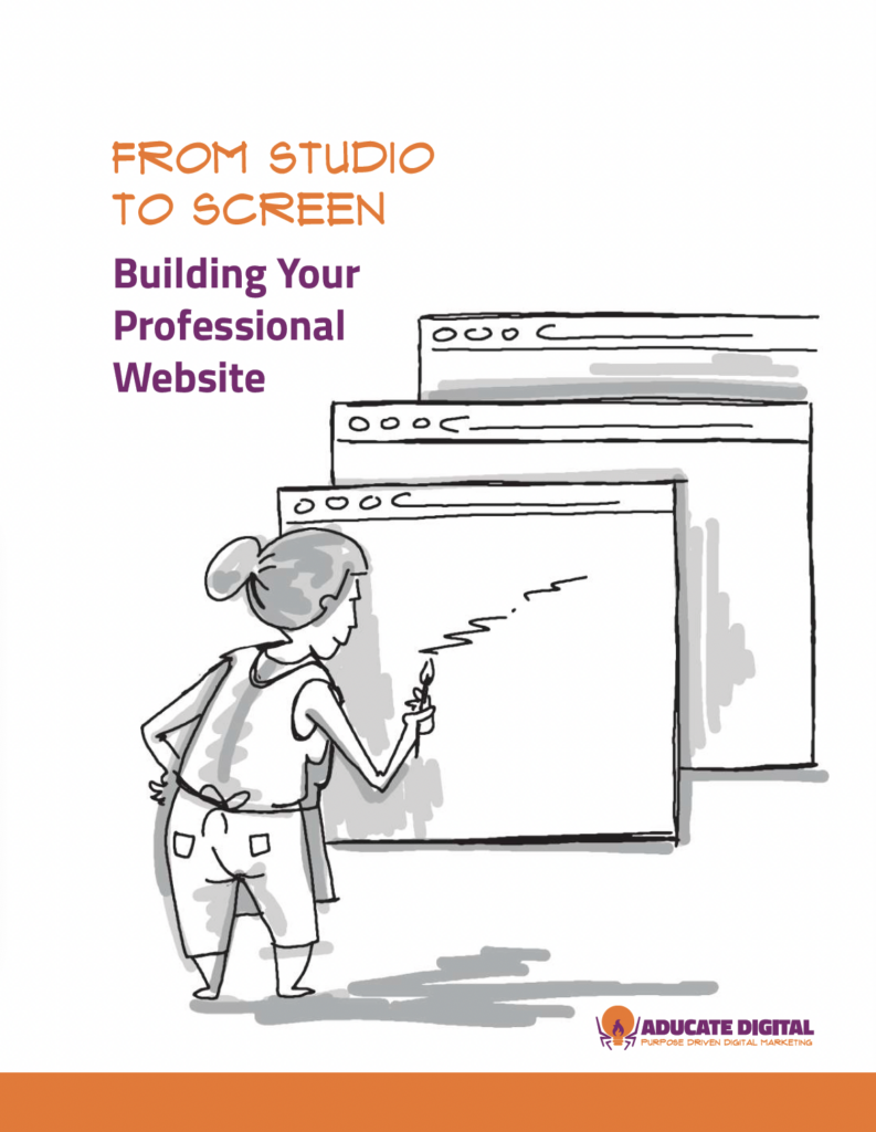 Cover page for a workbook titled "From Studio to Screen: Building Your Professional Website"