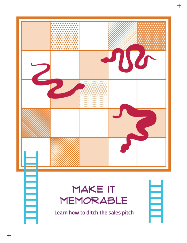 Cover page for a workbook titled "Make it Memorable: Learn how to ditch the sales pitch."